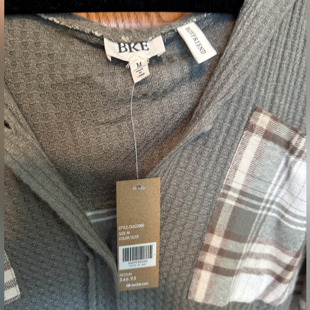BKE “Boyfriend” Flannel Hooded NWT - Picture 3 of 4